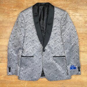 Egara Mens Blazer 36S NWT Silver Paisley Jacquard Slim Fit Sport Coat Jacket